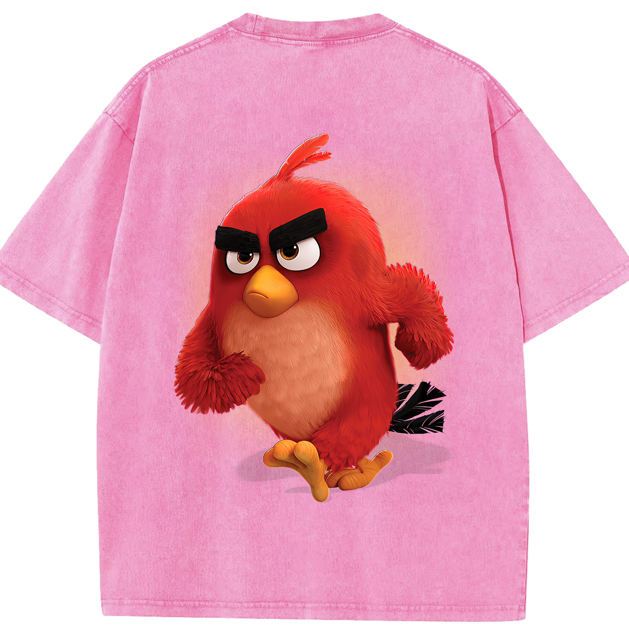 （画像用） Angry Birds アングリーバード 綿100% ヴィンテージ風 半袖Tシャツ（背面プリント）